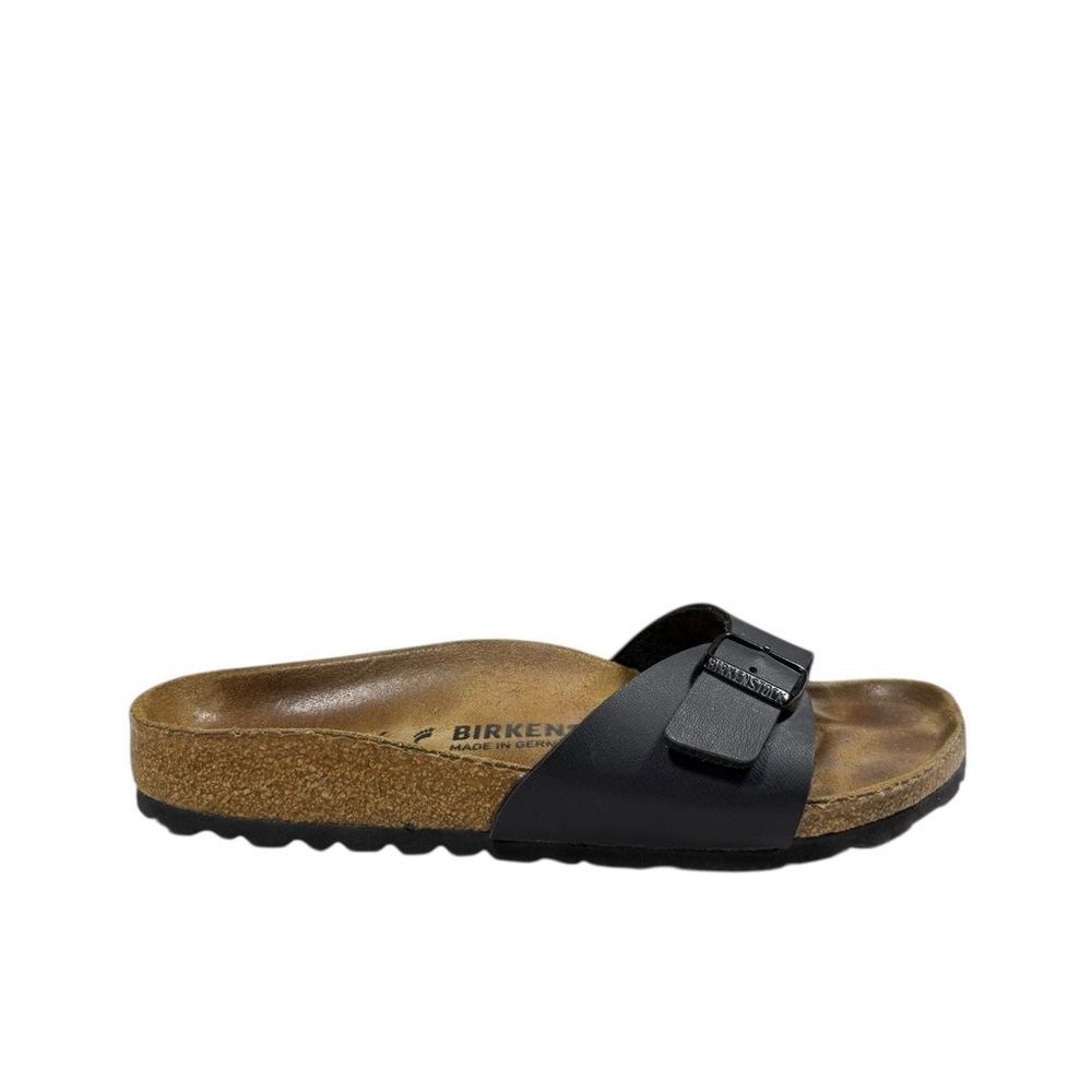 Birkenstock Madrid Black Sandals Women’s Size 5 Single Strap Buckle Cork Footbed - Picture 7 of 11